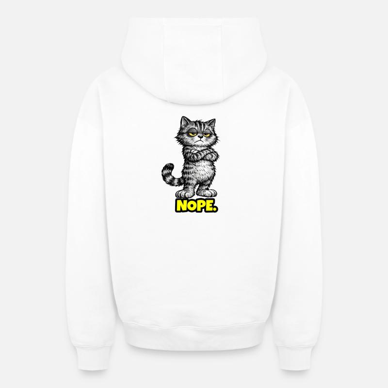 Nope. – Grumpy Katze (Chef Vibes) - Oversized Heavyweight Unisex Zip Hoodie - Weiß