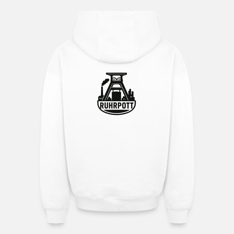 Silhouette industrielle de Ruhrpott - Sweat à capuche unisexe zippé oversize épais SPREAD - blanc