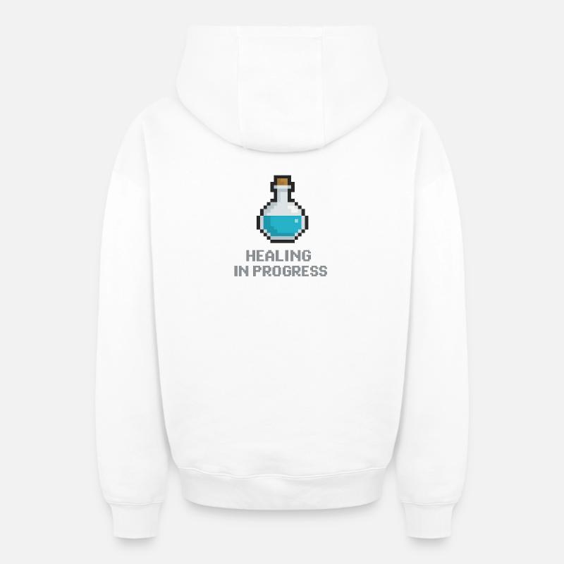 Potion de Guérison Pixel - Sweat à capuche unisexe zippé oversize épais SPREAD - blanc