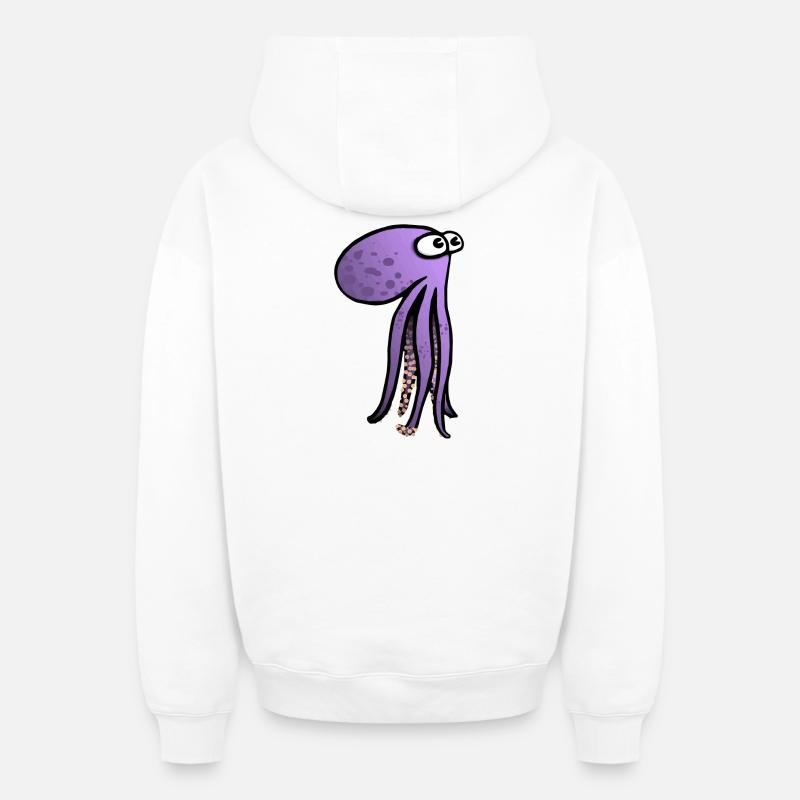 Poulpy - Sweat à capuche unisexe zippé oversize épais SPREAD - blanc