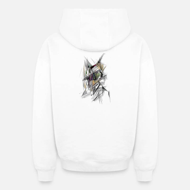 face - Sweat à capuche unisexe zippé oversize épais SPREAD - blanc