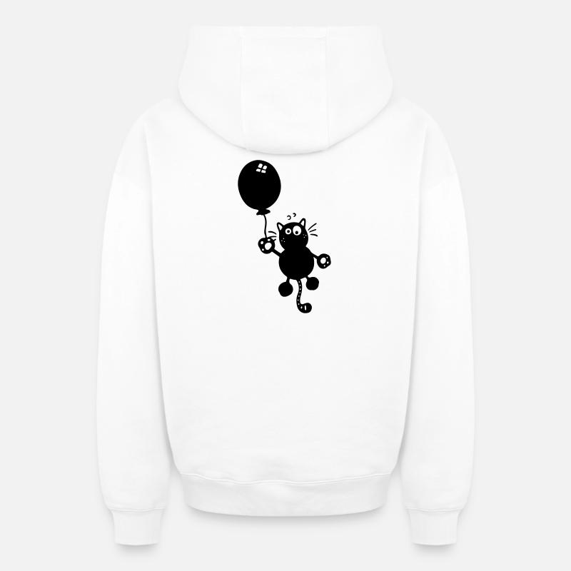 Chat avec ballon - Sweat à capuche unisexe zippé oversize épais SPREAD - blanc