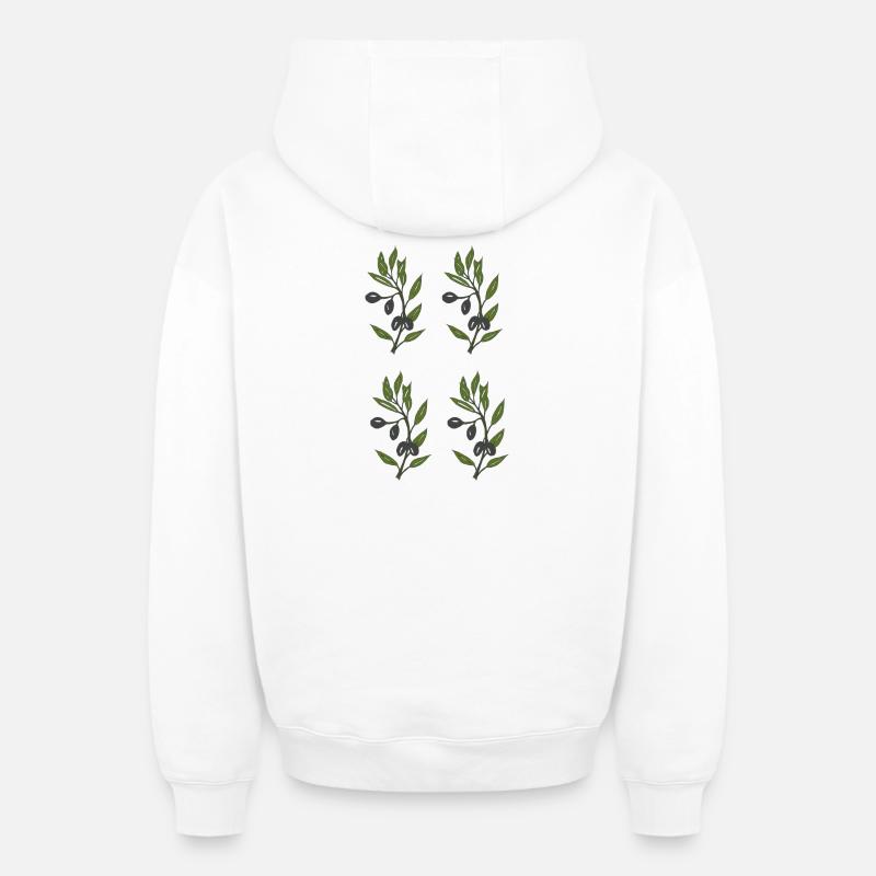 olives 4 fois - Sweat à capuche unisexe zippé oversize épais SPREAD - blanc
