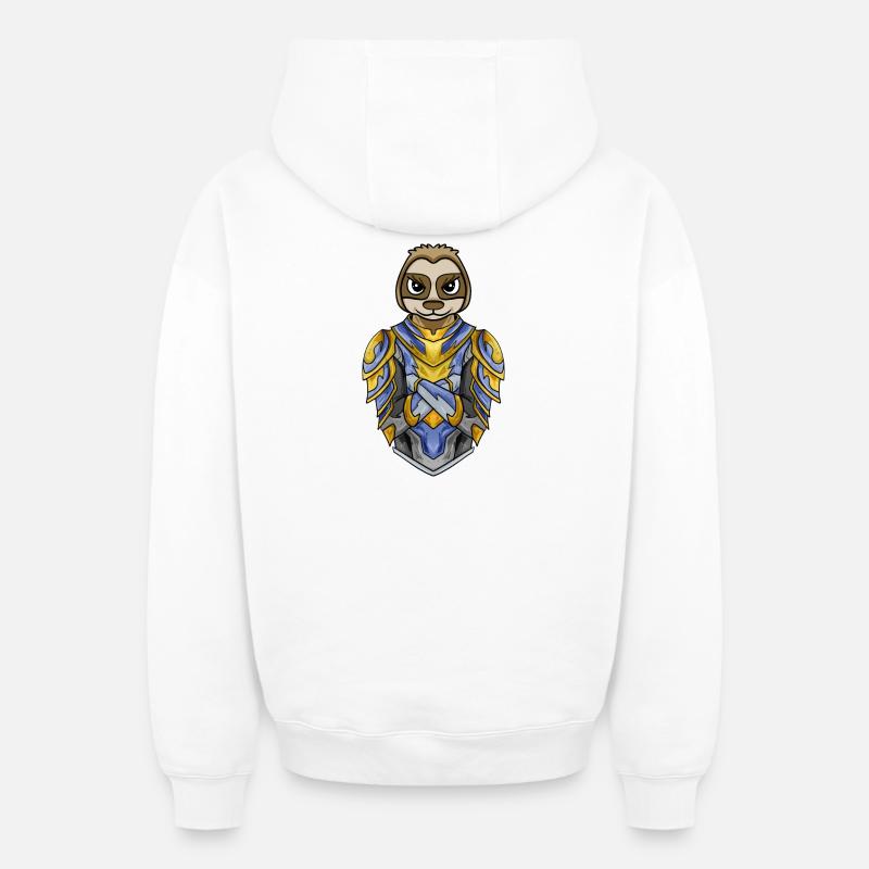 Knight Sloth cool - Sweat à capuche unisexe zippé oversize épais SPREAD - blanc
