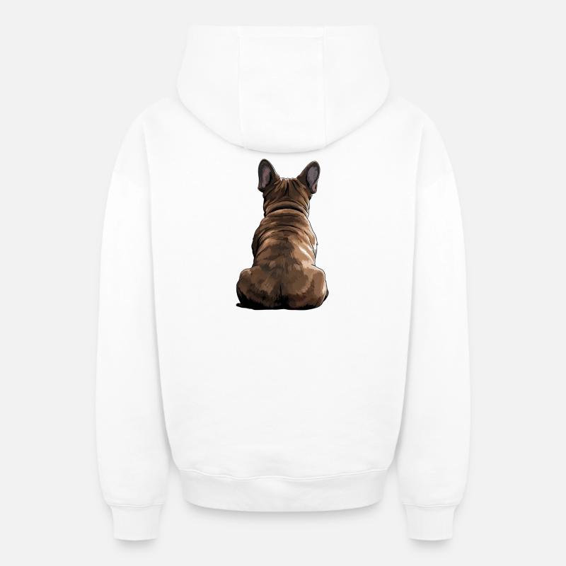 Bouledogue français - Sweat à capuche unisexe zippé oversize épais SPREAD - blanc