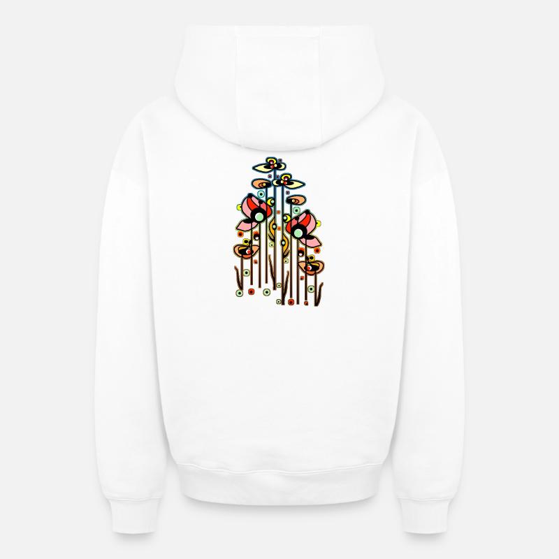 Fleur - Sweat à capuche unisexe zippé oversize épais SPREAD - blanc