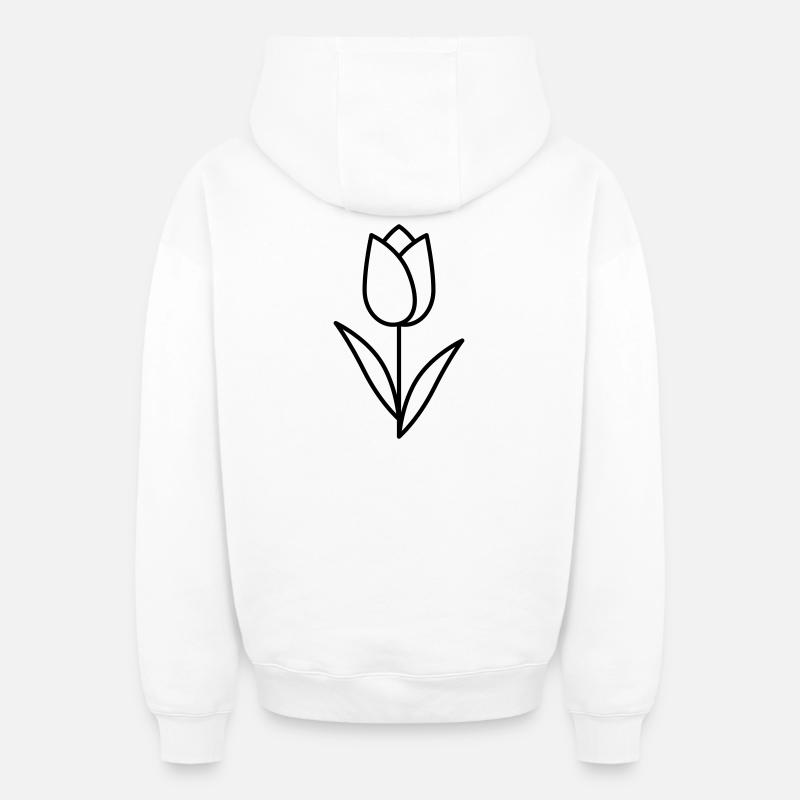 Tulipe - Sweat à capuche unisexe zippé oversize épais SPREAD - blanc