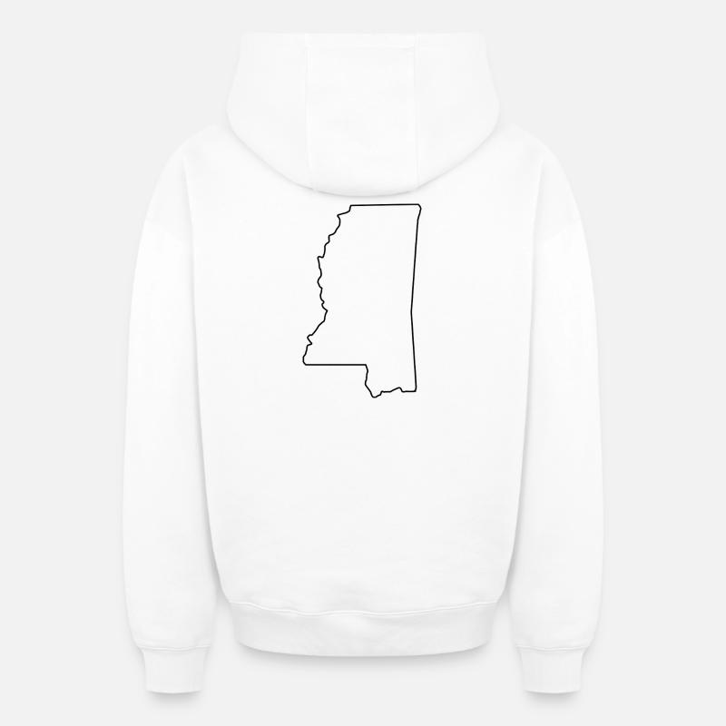 Carte du Mississippi - Sweat à capuche unisexe zippé oversize épais SPREAD - blanc
