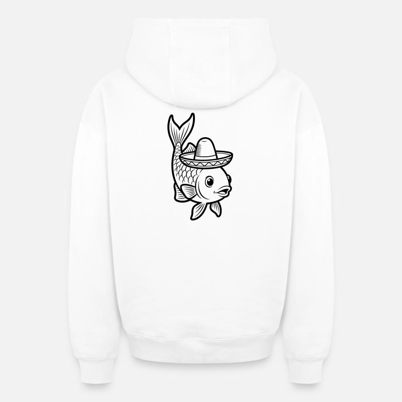 Sombrero de poisson - Sweat à capuche unisexe zippé oversize épais SPREAD - blanc
