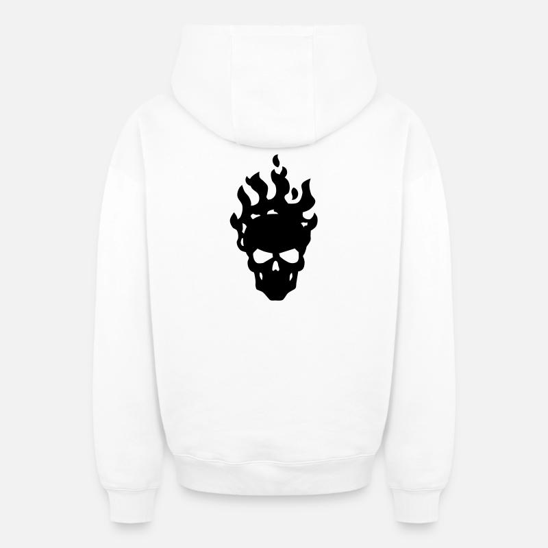 skull - Sweat à capuche unisexe zippé oversize épais SPREAD - blanc