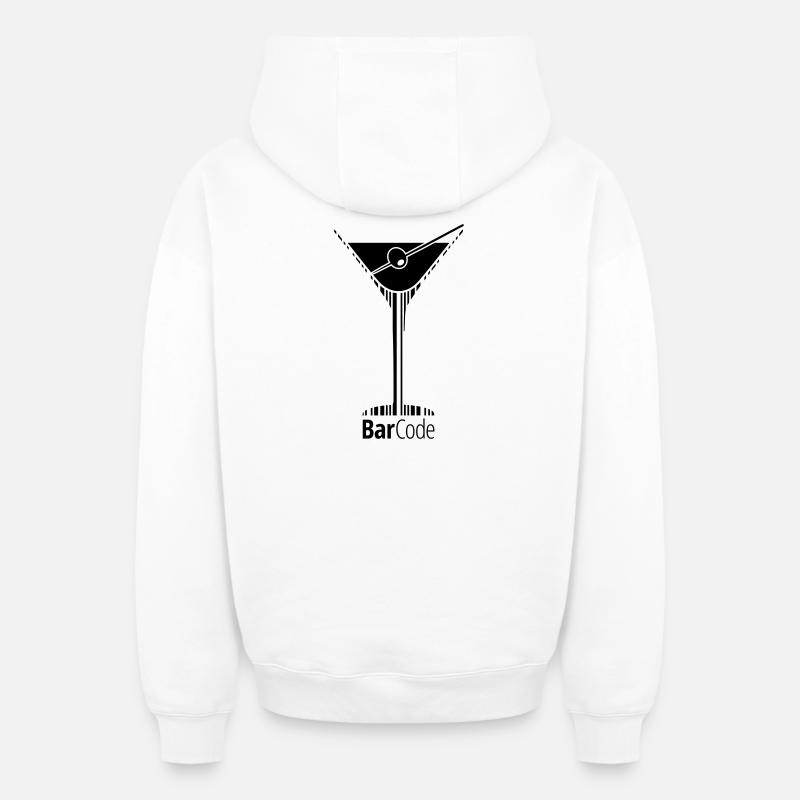 BarCode Martini - Sweat à capuche unisexe zippé oversize épais SPREAD - blanc