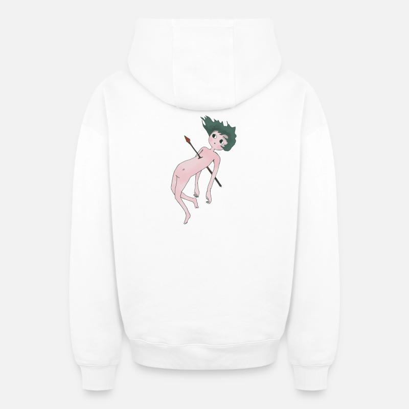 Flèche de Cupidon - Sweat à capuche unisexe zippé oversize épais SPREAD - blanc