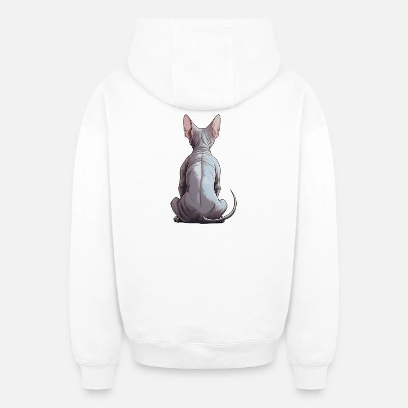 Le Sphynx - Sweat à capuche unisexe zippé oversize épais SPREAD - blanc