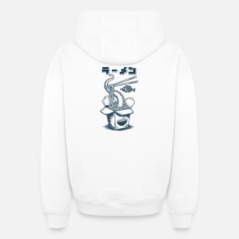 Ramen aux calamars - Sweat à capuche unisexe zippé oversize épais SPREAD - blanc