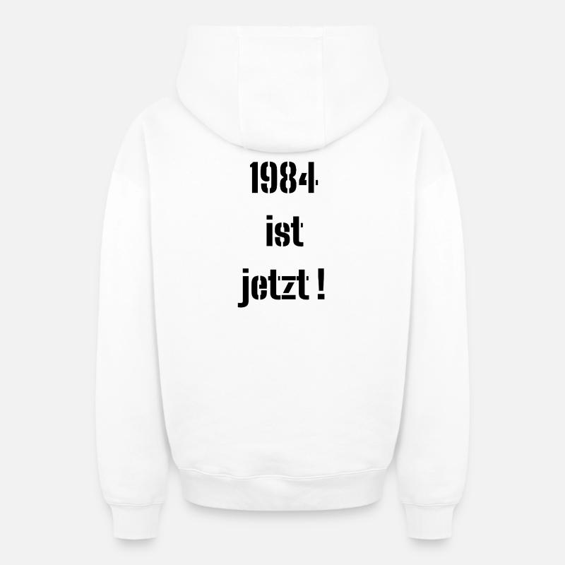 1984, C’EST MAINTENANT ! - Sweat à capuche unisexe zippé oversize épais SPREAD - blanc