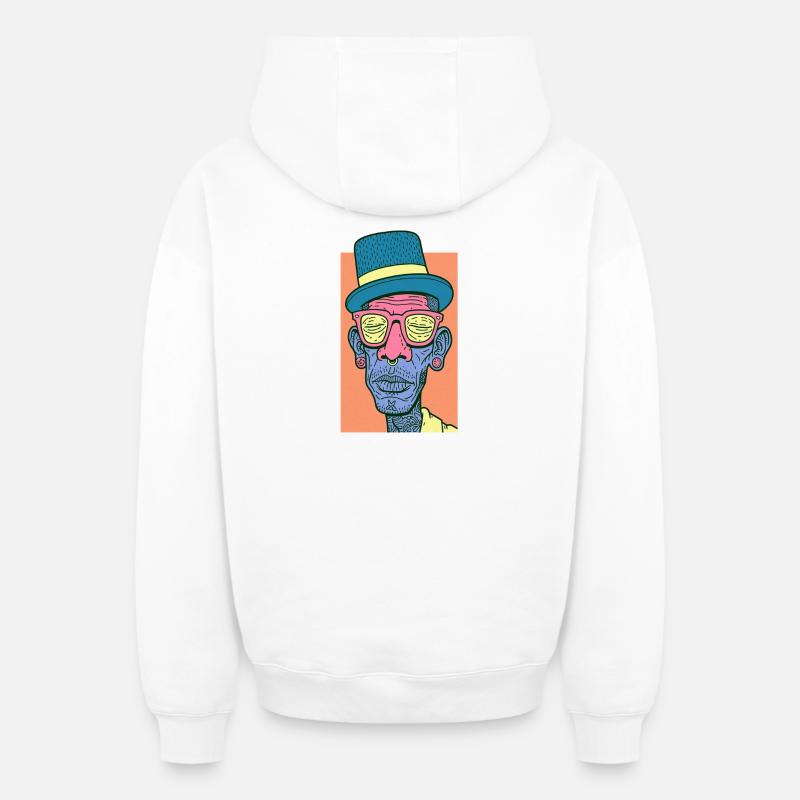 Hip Hop Face #7 - Sweat à capuche unisexe zippé oversize épais SPREAD - blanc