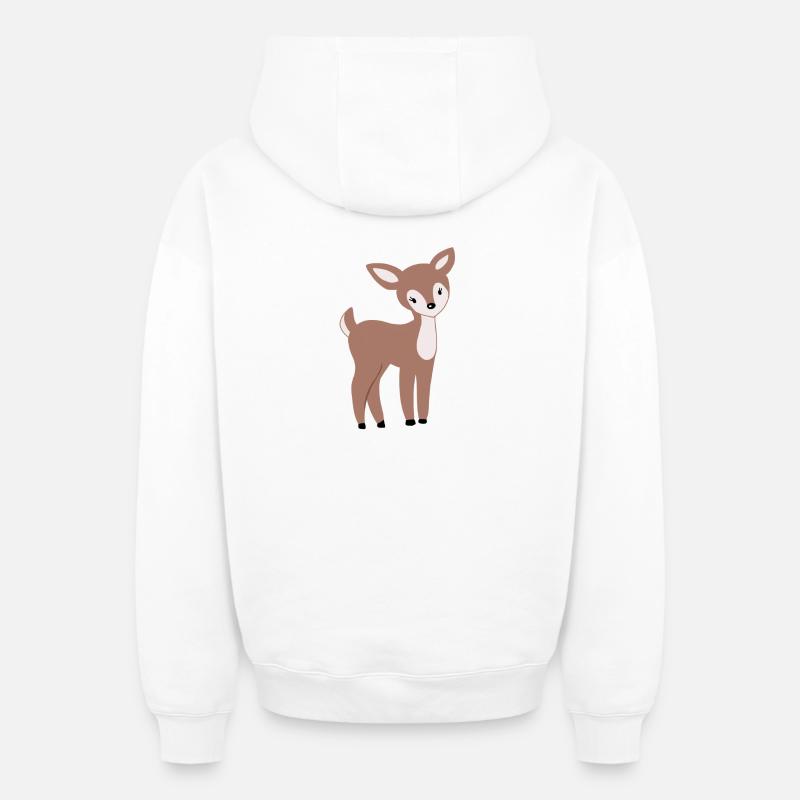 Doux faon Bambi - Sweat à capuche unisexe zippé oversize épais SPREAD - blanc