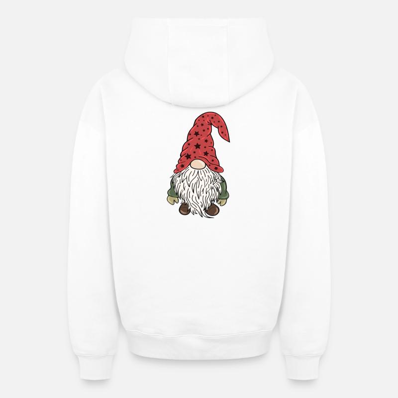 Elfes de Noël Gnom - Sweat à capuche unisexe zippé oversize épais SPREAD - blanc