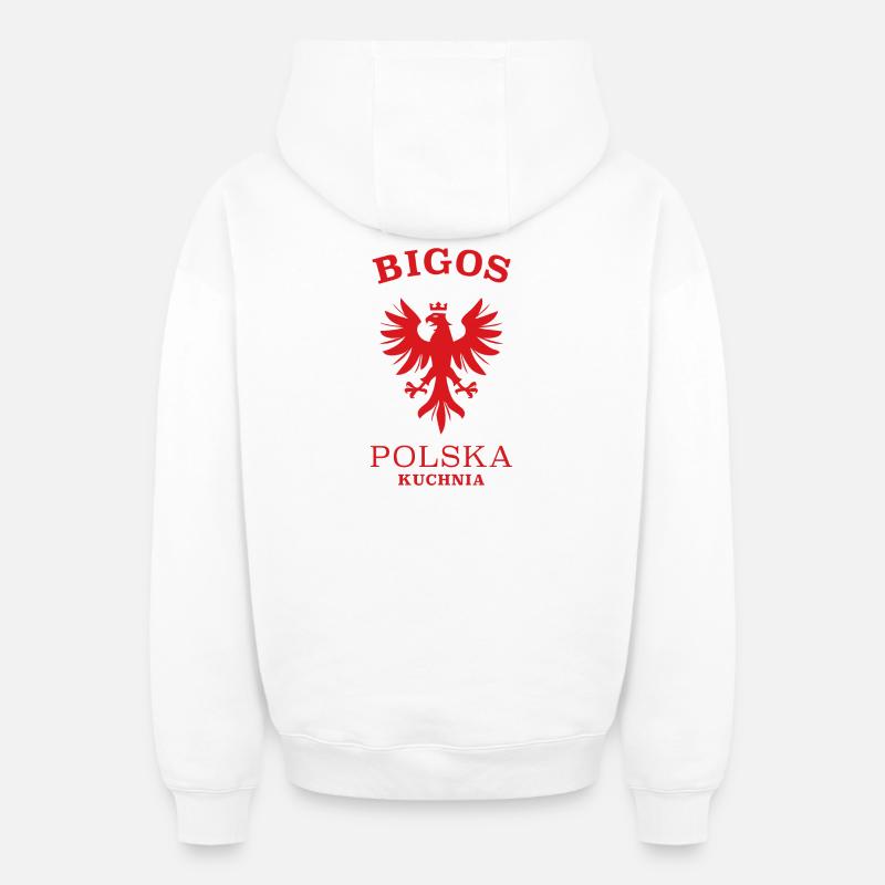 BIGOS Polen Polska Pologne - Sweat à capuche unisexe zippé oversize épais SPREAD - blanc