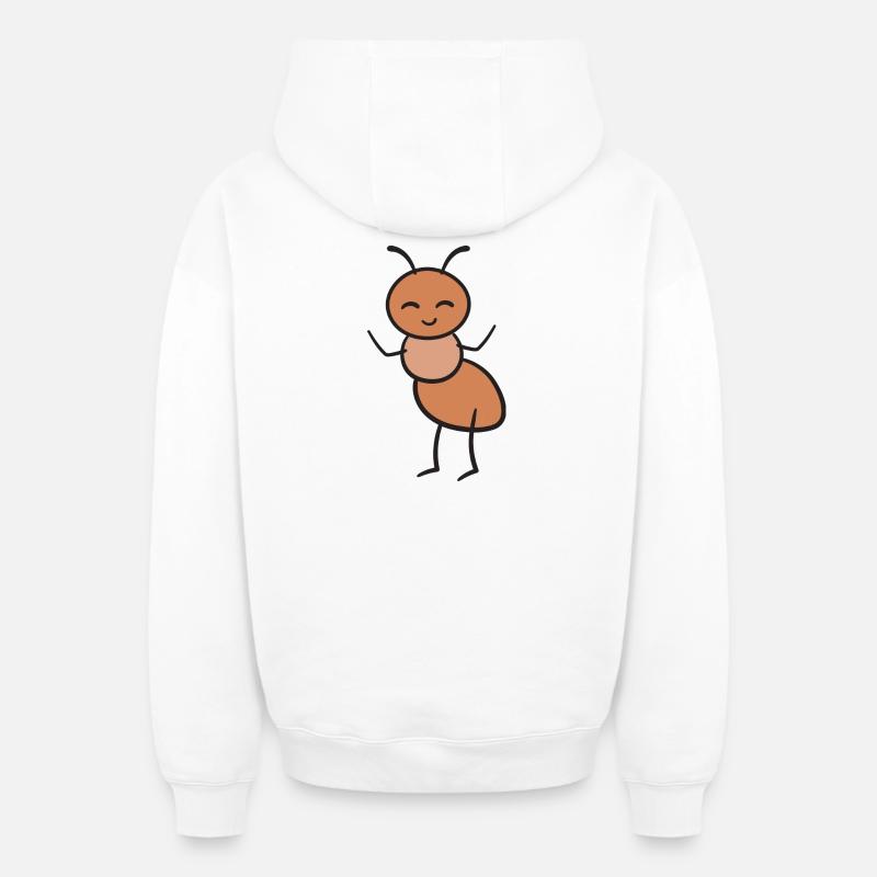 Fourmis - Sweat à capuche unisexe zippé oversize épais SPREAD - blanc