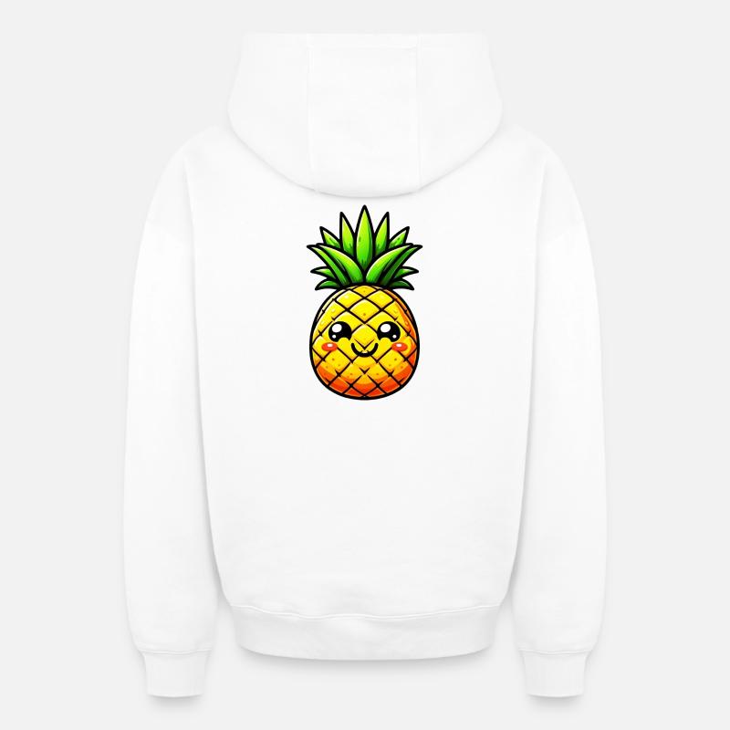 Ananas - Sweat à capuche unisexe zippé oversize épais SPREAD - blanc