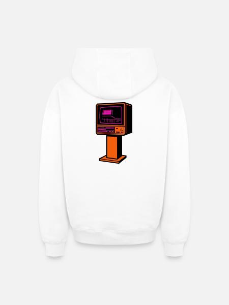 Retro Future TV - Oversized Heavyweight Unisex Zip Hoodie - white