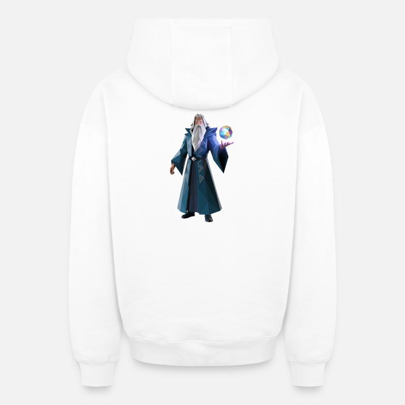 Wise Wizard - Cooles Low-Poly-Logo - Oversized Heavyweight Unisex Zip Hoodie - Weiß