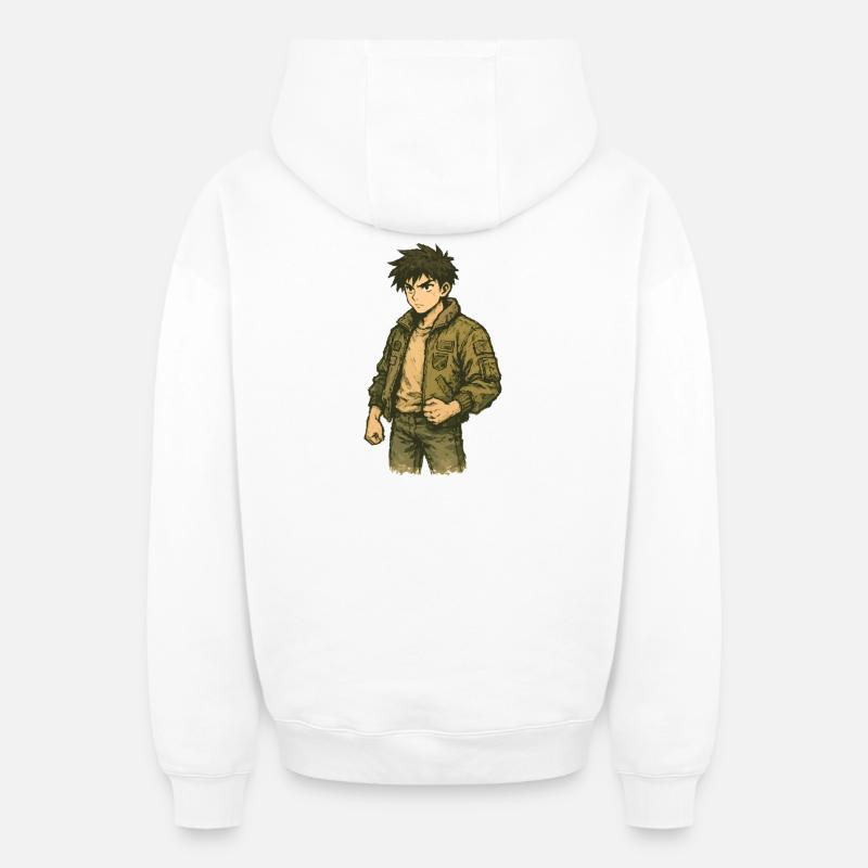 Veste Olive Ranger - Sweat à capuche unisexe zippé oversize épais SPREAD - blanc