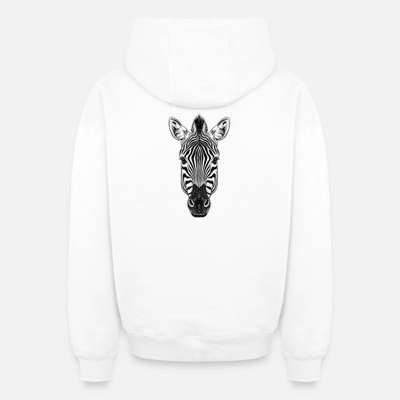 Zèbre - Sweat à capuche unisexe zippé oversize épais SPREAD - blanc
