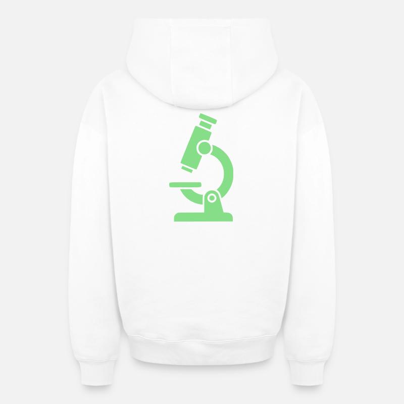 Icône de microscope Modern - Sweat à capuche unisexe zippé oversize épais SPREAD - blanc