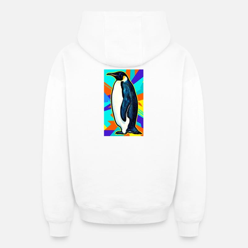 pingouin - Sweat à capuche unisexe zippé oversize épais SPREAD - blanc