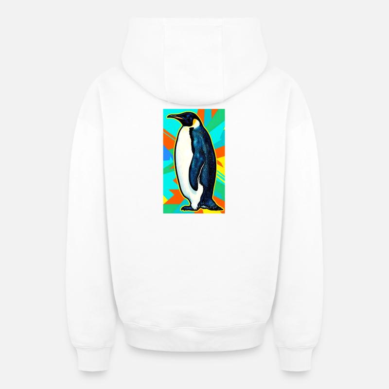 pingouin - Sweat à capuche unisexe zippé oversize épais SPREAD - blanc