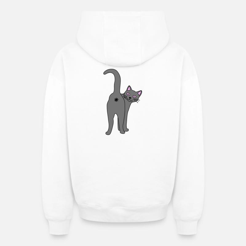 Méchant chat - Sweat à capuche unisexe zippé oversize épais SPREAD - blanc