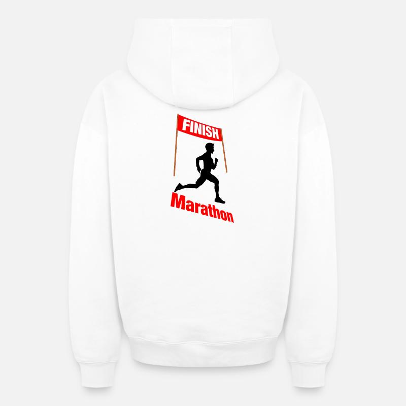 Coureur d’arrivée marathon – Victoire - Sweat à capuche unisexe zippé oversize épais SPREAD - blanc