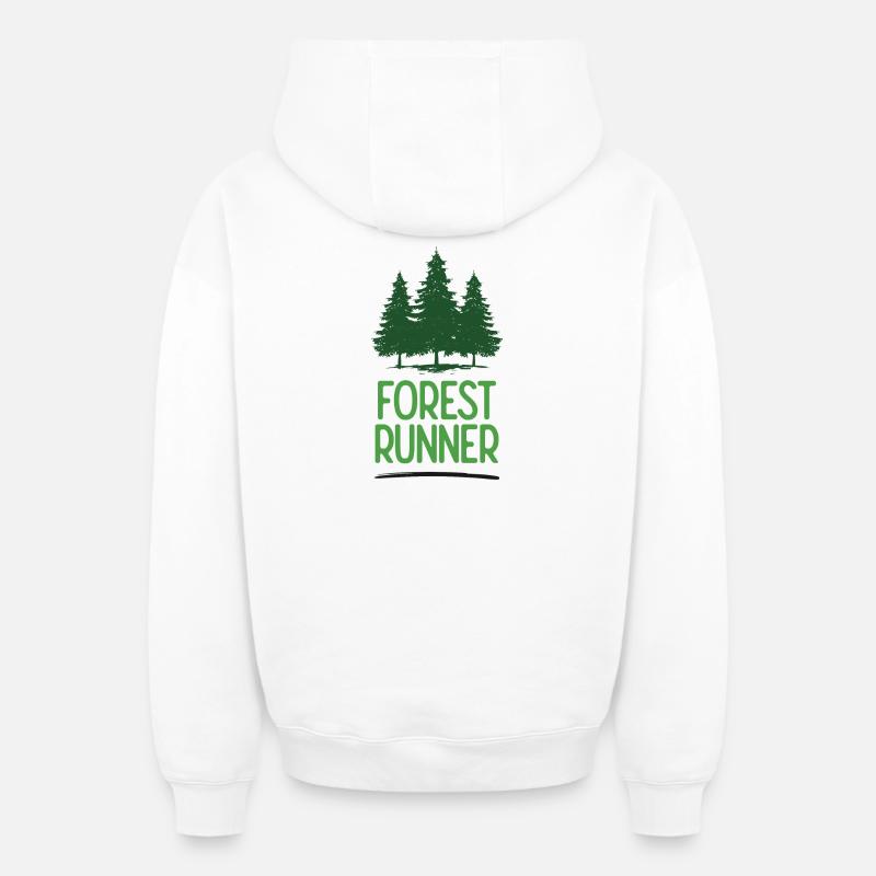 Coureur forestier - Sweat à capuche unisexe zippé oversize épais SPREAD - blanc