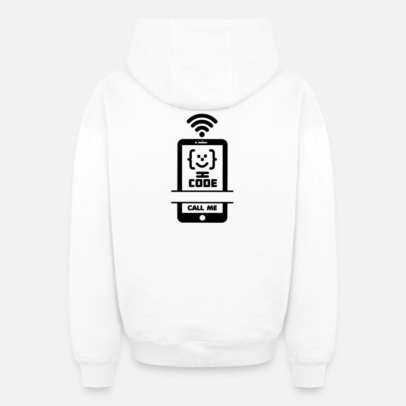 Call me phone coder gezchtje - Oversized Heavyweight Unisex Zip Hoodie - Weiß