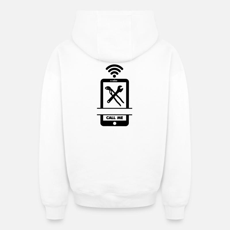 Appelez-moi téléphone le plombier - Sweat à capuche unisexe zippé oversize épais SPREAD - blanc