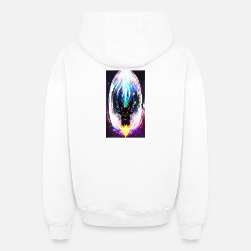 Loup eclair - Sweat à capuche unisexe zippé oversize épais SPREAD - blanc