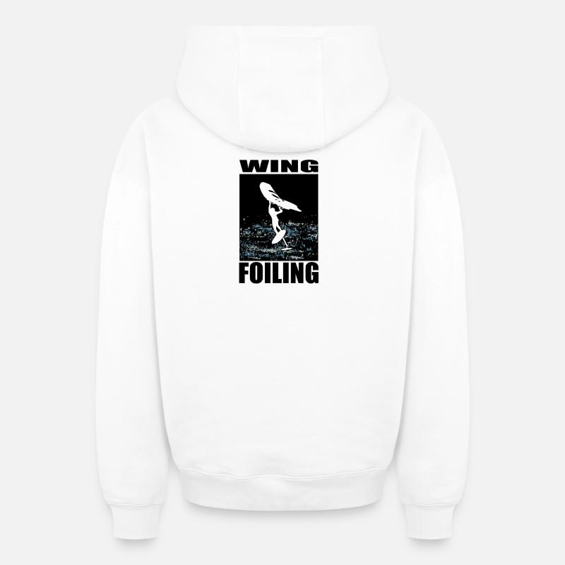 Wingfoiler - Sweat à capuche unisexe zippé oversize épais SPREAD - blanc