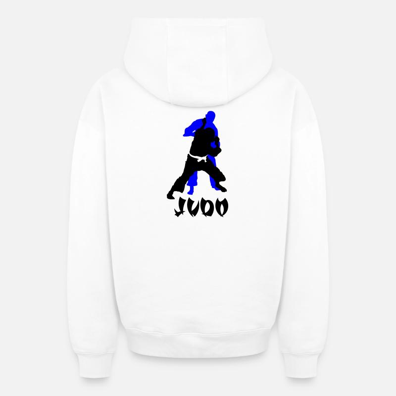 Judo - Sweat à capuche unisexe zippé oversize épais SPREAD - blanc