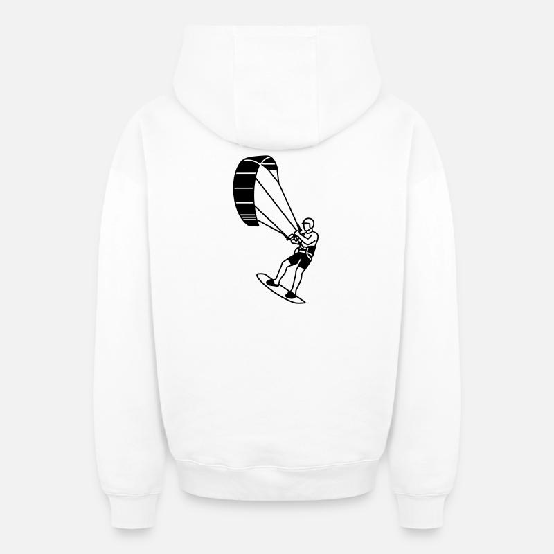 Kitesurfeur - Sweat à capuche unisexe zippé oversize épais SPREAD - blanc