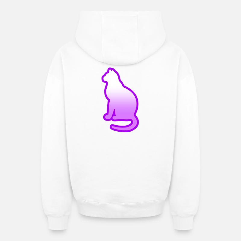 Chat - Sweat à capuche unisexe zippé oversize épais SPREAD - blanc