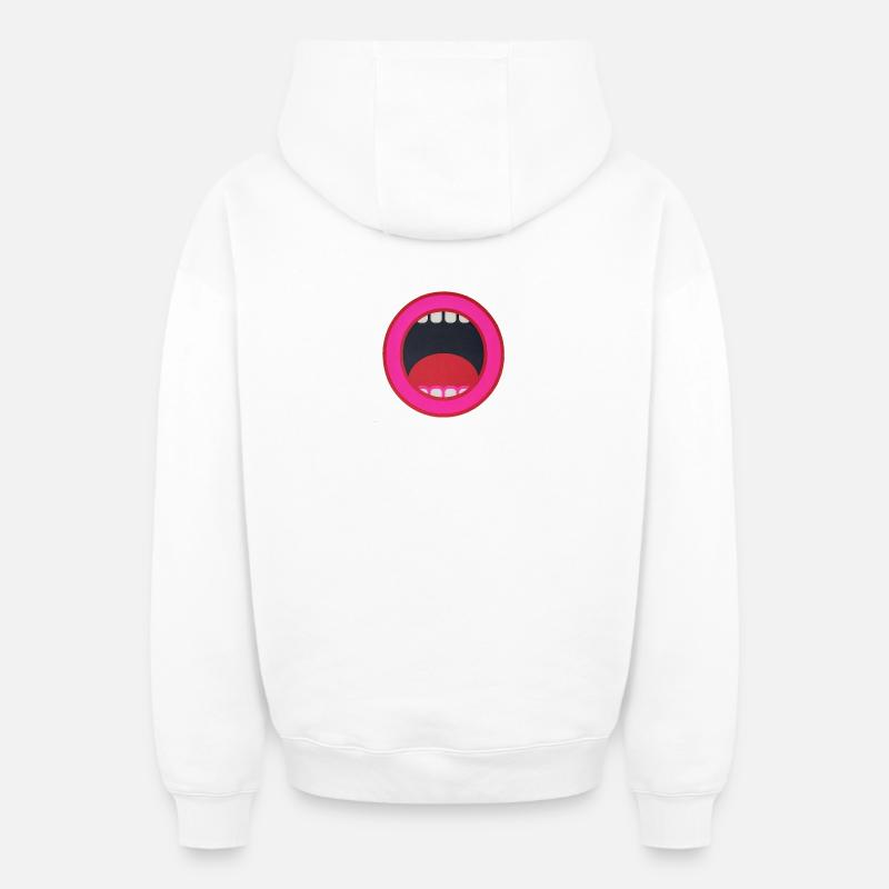 bouche à la bouche - Sweat à capuche unisexe zippé oversize épais SPREAD - blanc
