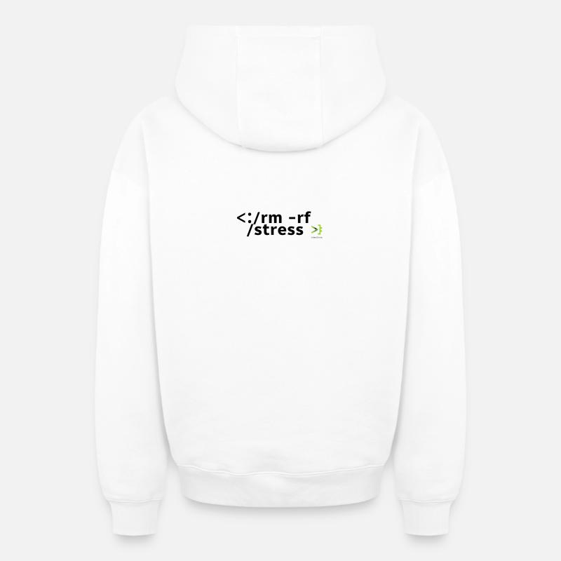 Stress Code: rm -rf stress - Sweat à capuche unisexe zippé oversize épais SPREAD - blanc