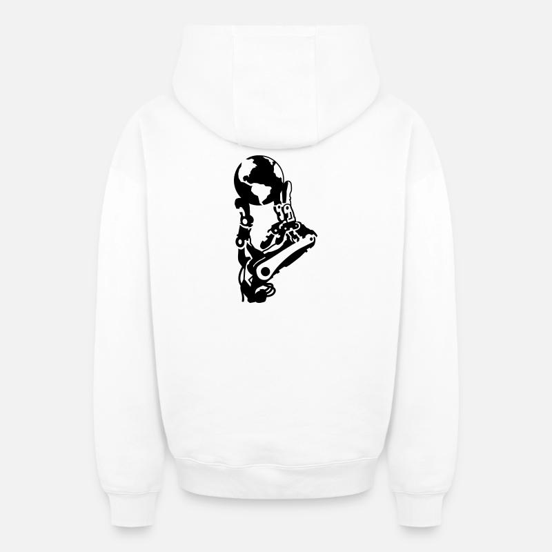 robot_welt - Sweat à capuche unisexe zippé oversize épais SPREAD - blanc