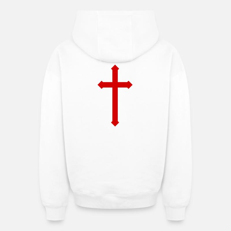 Croix - Sweat à capuche unisexe zippé oversize épais SPREAD - blanc