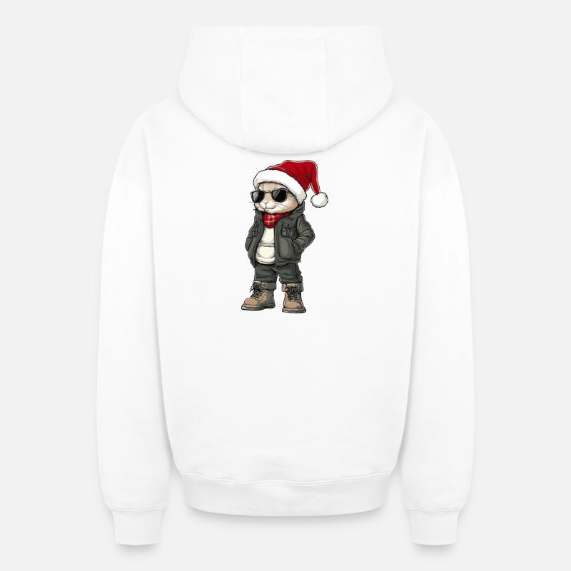Noël Bunny Hiver - Sweat à capuche unisexe zippé oversize épais SPREAD - blanc
