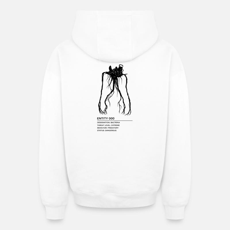 Backrooms Entité 0 noire - Sweat à capuche unisexe zippé oversize épais SPREAD - blanc