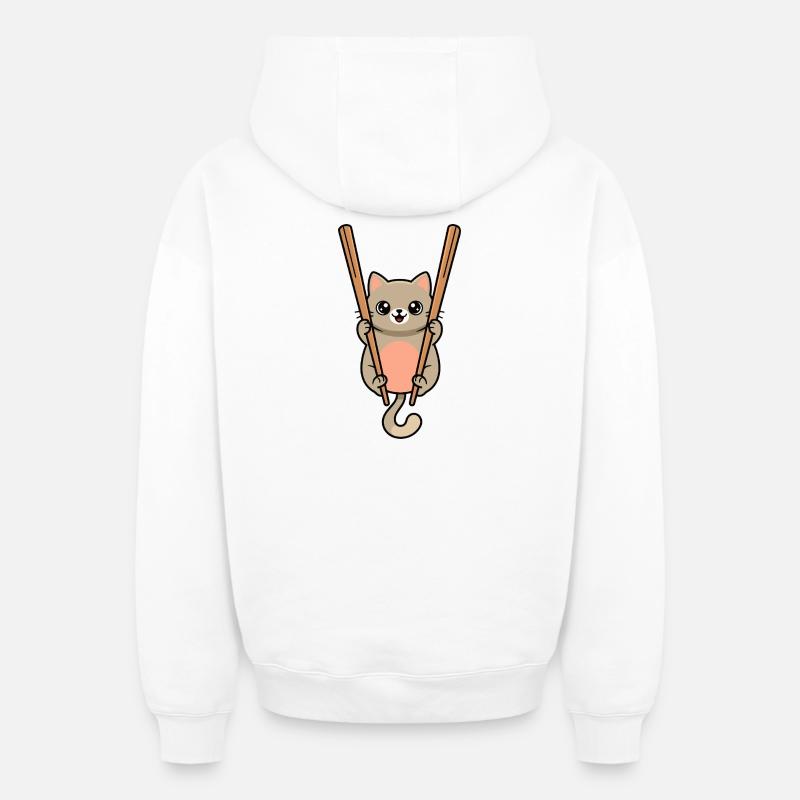 Bâtonnets de nouilles pour chat - Sweat à capuche unisexe zippé oversize épais SPREAD - blanc