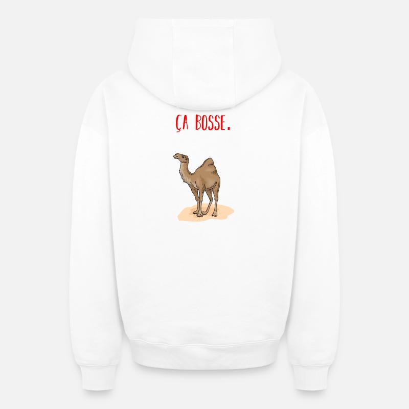 Ça bosse - Sweat à capuche unisexe zippé oversize épais SPREAD - blanc